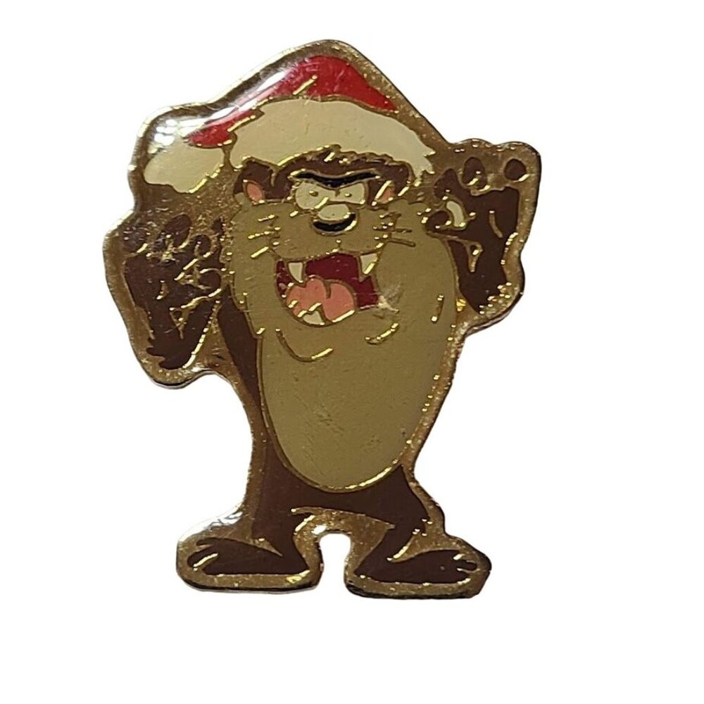 Vintage Looney Toons Pin Christmas Taz Tasmanian Devil Warner Bros 1994